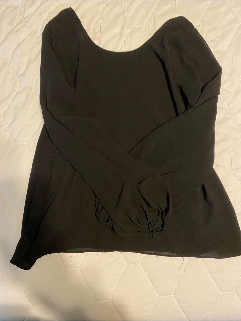 Show Me Your MuMu Black Scoop Neck Long Sleeve Top with Gathered Cuffs